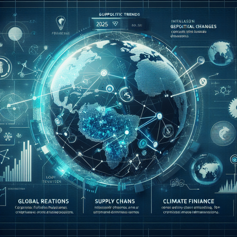 Illustration of global trends impacting international relations in 2025.