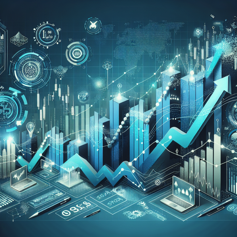 Illustration of stock market trends and financial growth indicators.
