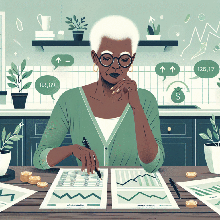 Woman considering retirement income options at kitchen table.