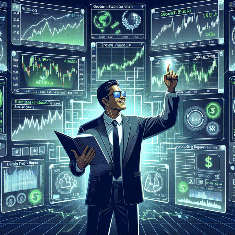 A woman analyzes growth stock investments on her app.