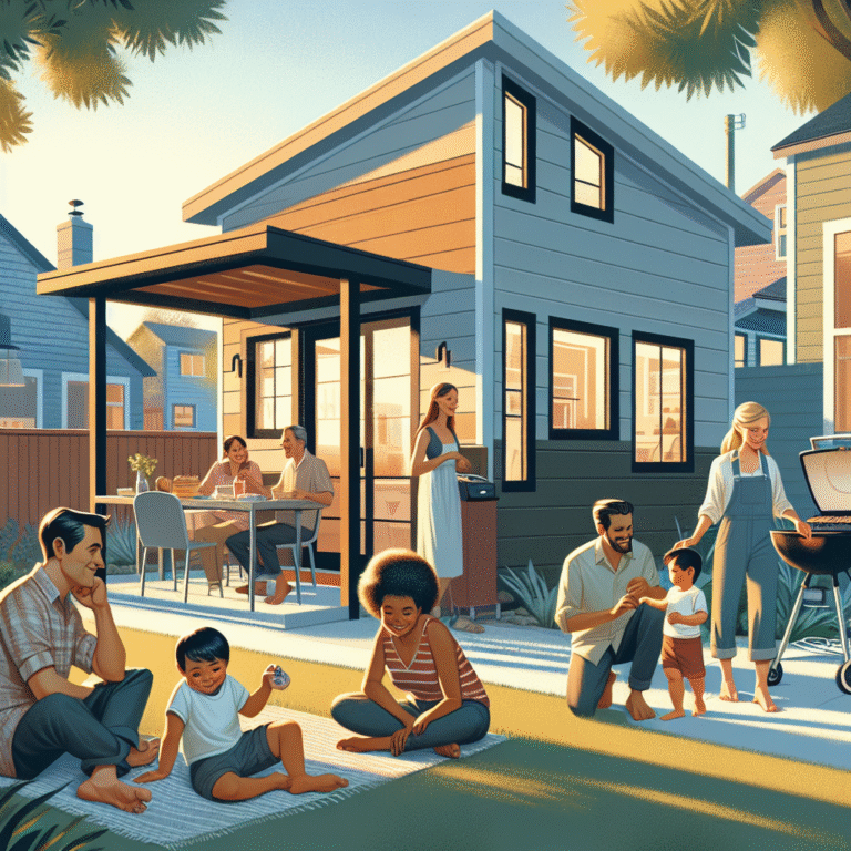 Illustration of family discussing housing struggles via text.